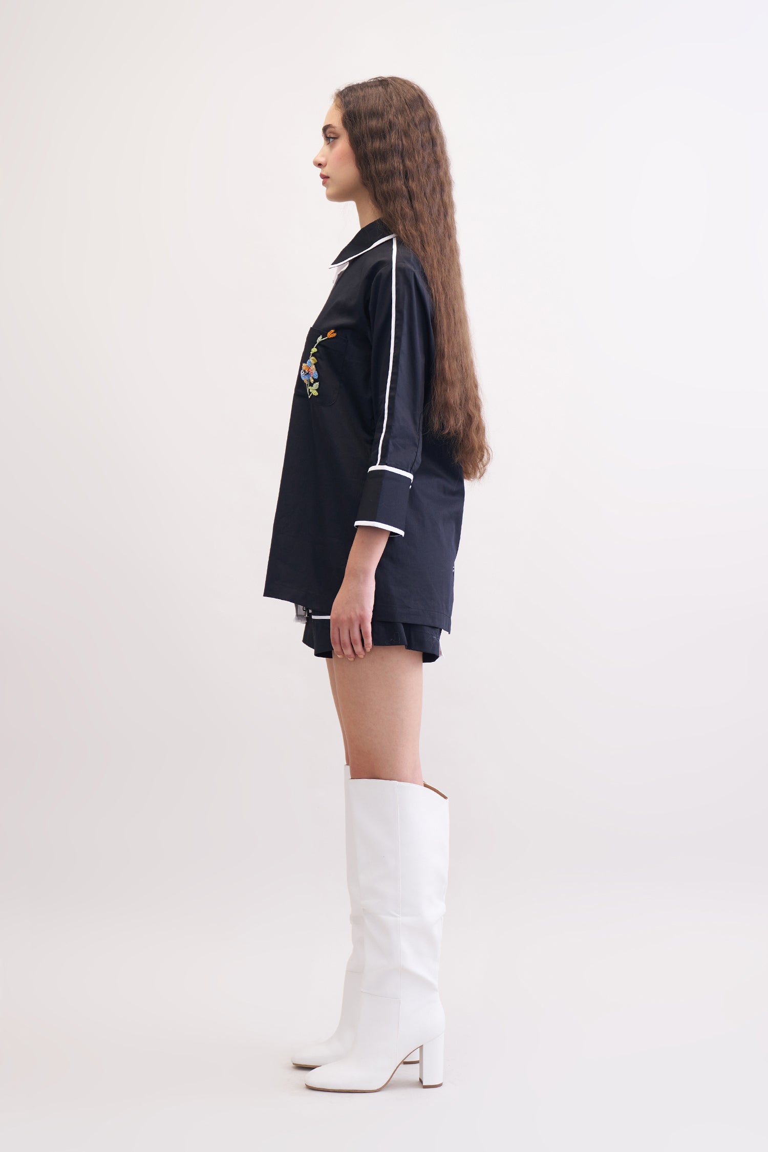 OLEANDER SHIRT & SHORTS SET BLACK & WHITE