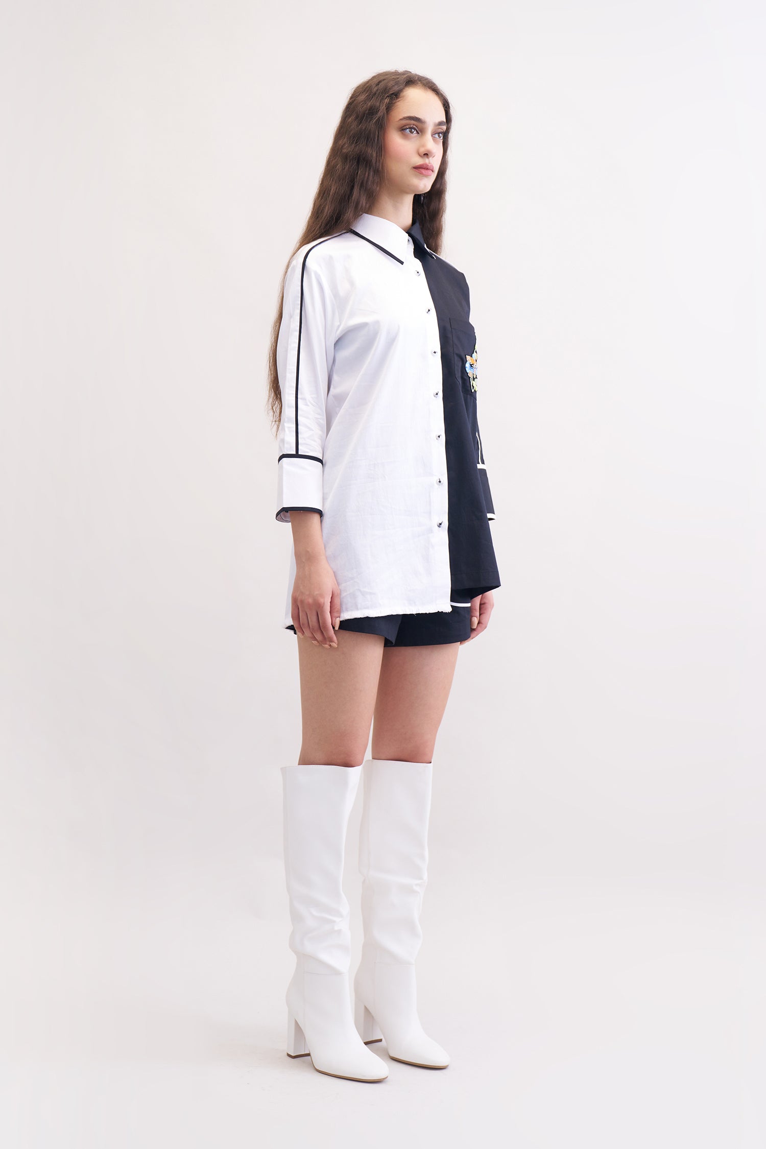 OLEANDER SHIRT & SHORTS SET BLACK & WHITE