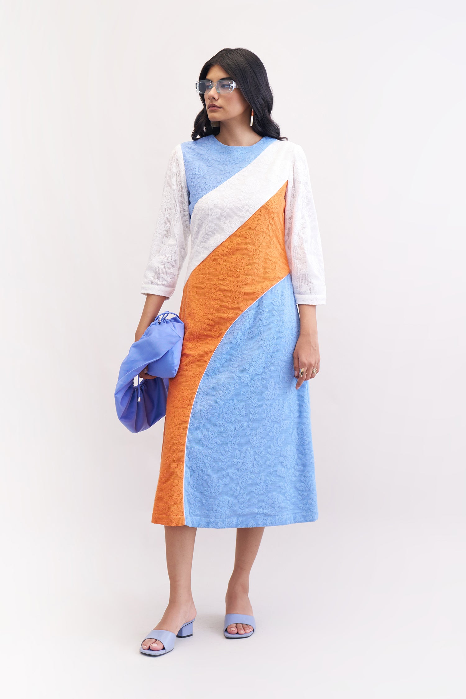 JANE DRESS ORANGE, BLUEBERRY & WHITE