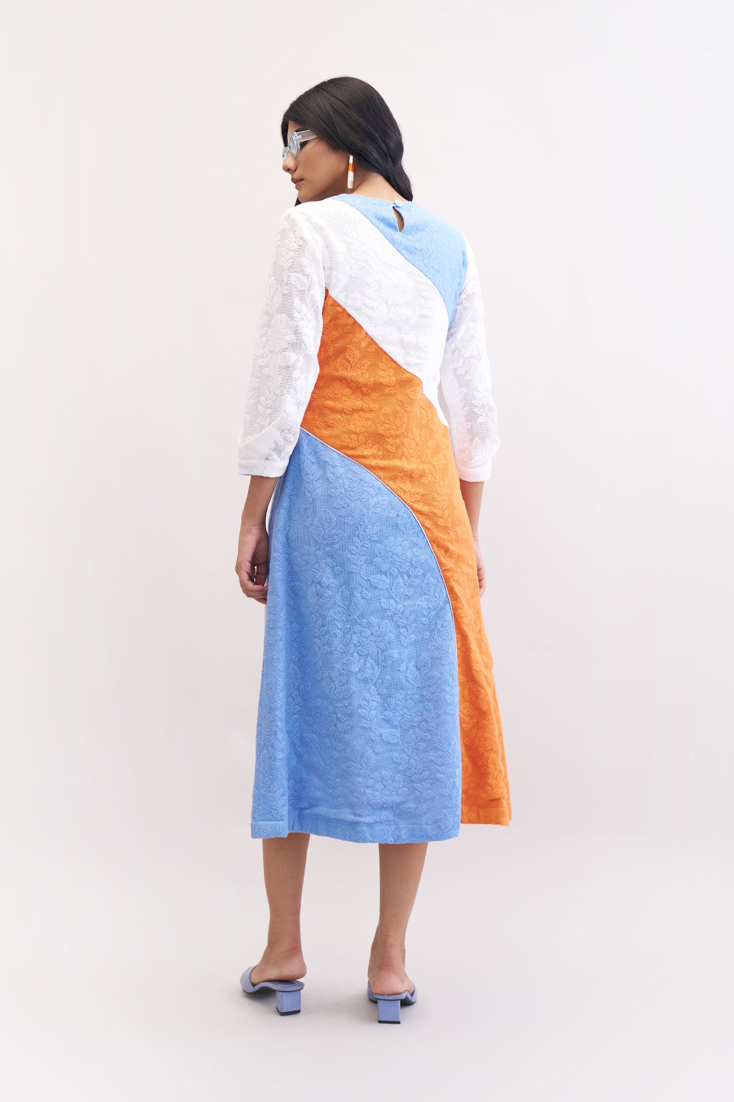 JANE DRESS ORANGE, BLUEBERRY & WHITE