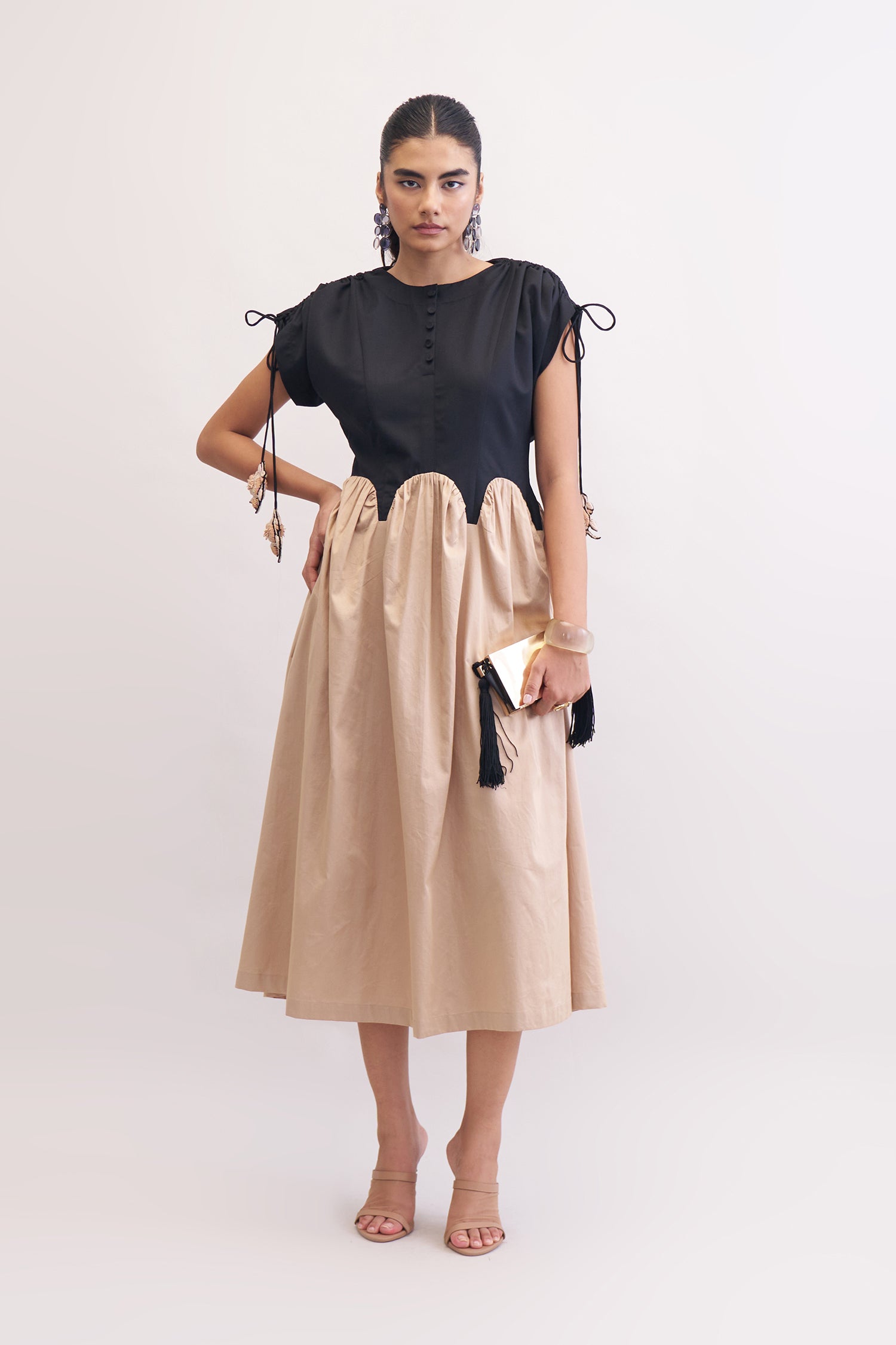FEMME DRESS BLACK & KHAKI