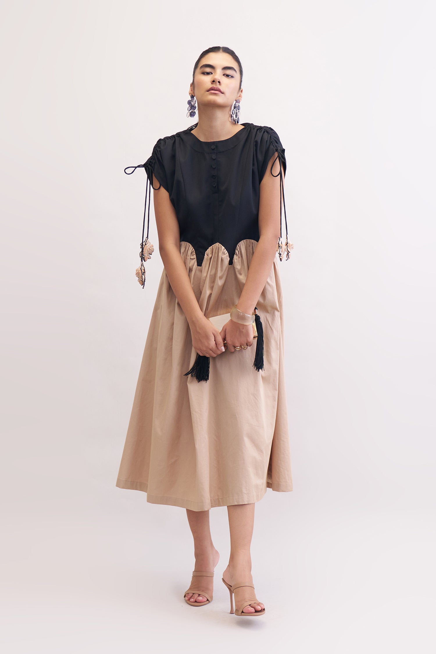 FEMME DRESS BLACK & KHAKI