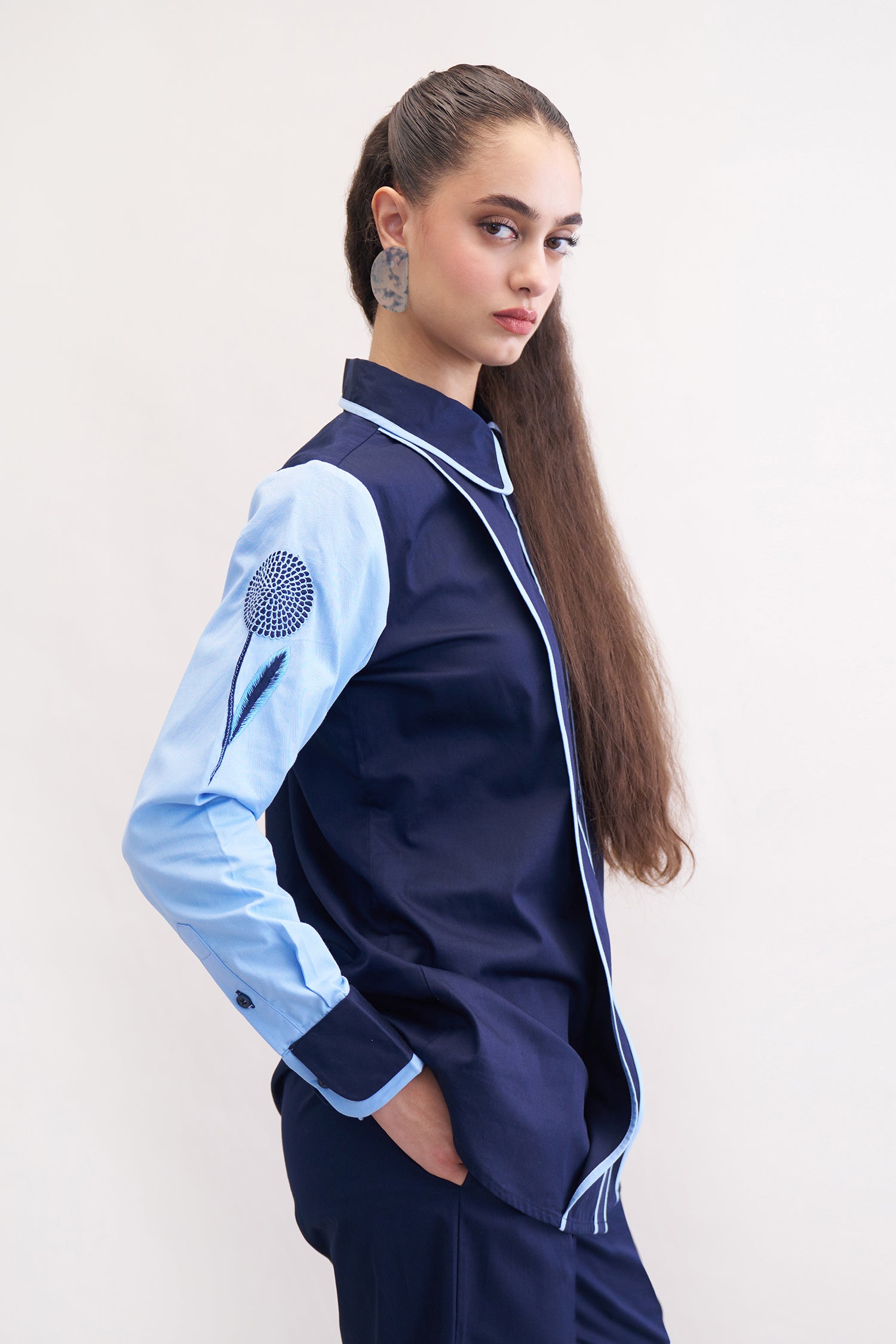 SHERY SHIRT NAVY & BLUEBERRY