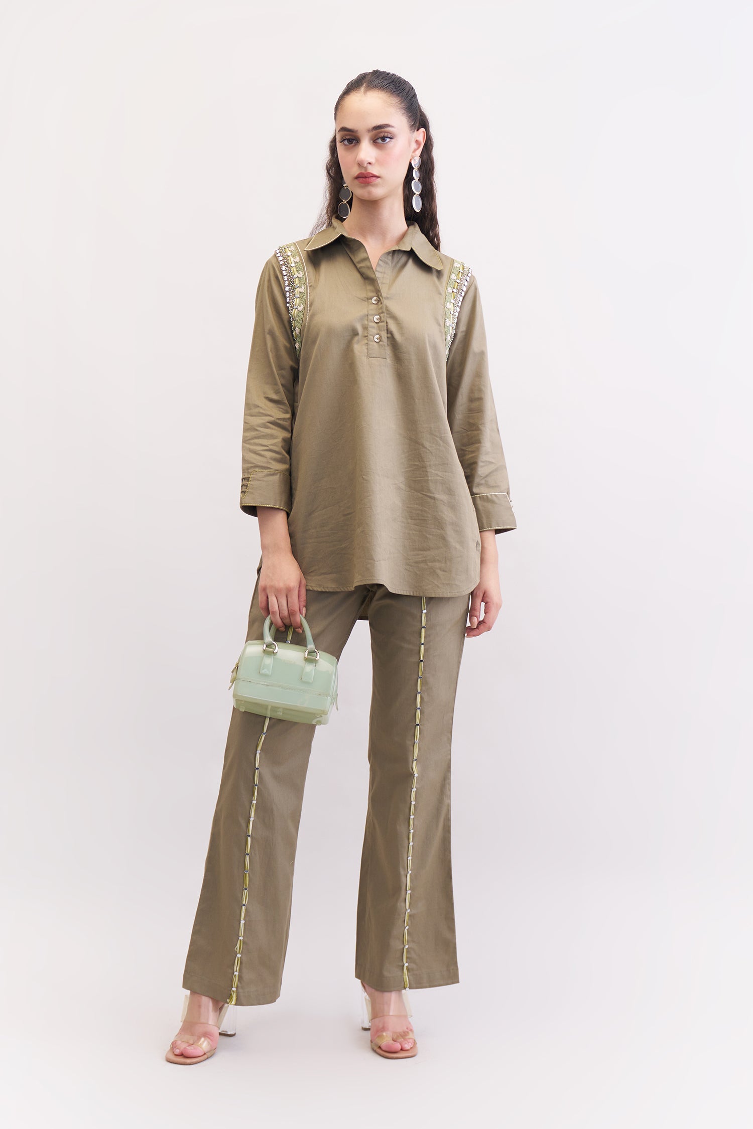 JOLIE SHIRT & TROUSERS MUSHROOM