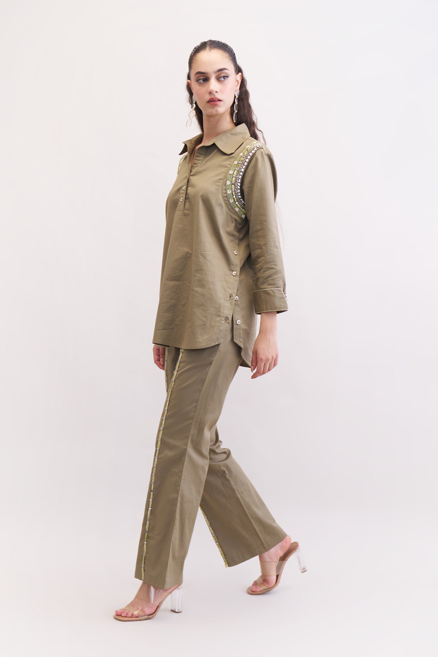 JOLIE SHIRT & TROUSERS MUSHROOM