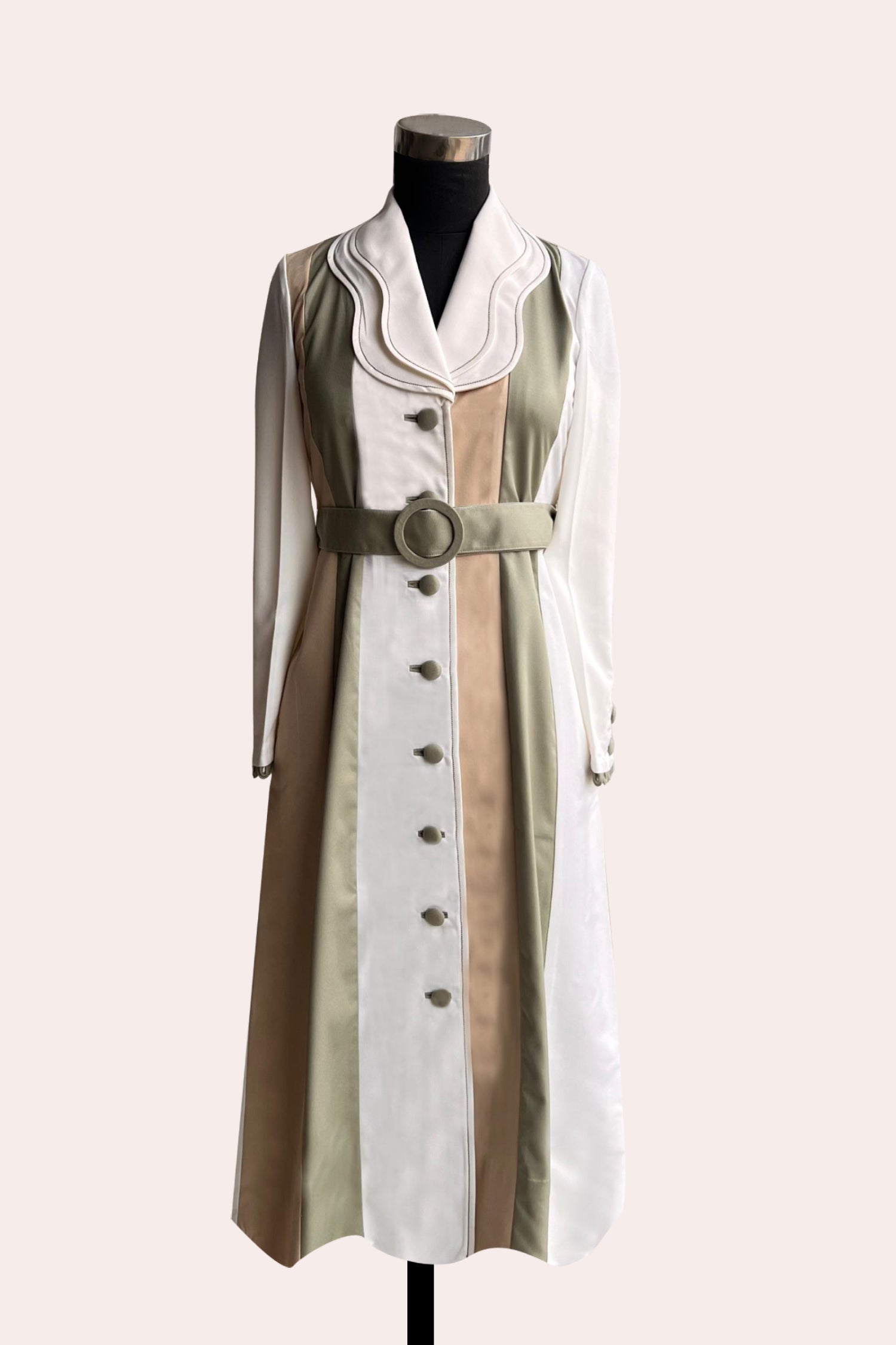 RIRI TRENCH WITH BELT WHITE, LIGHT OLIVE OAT