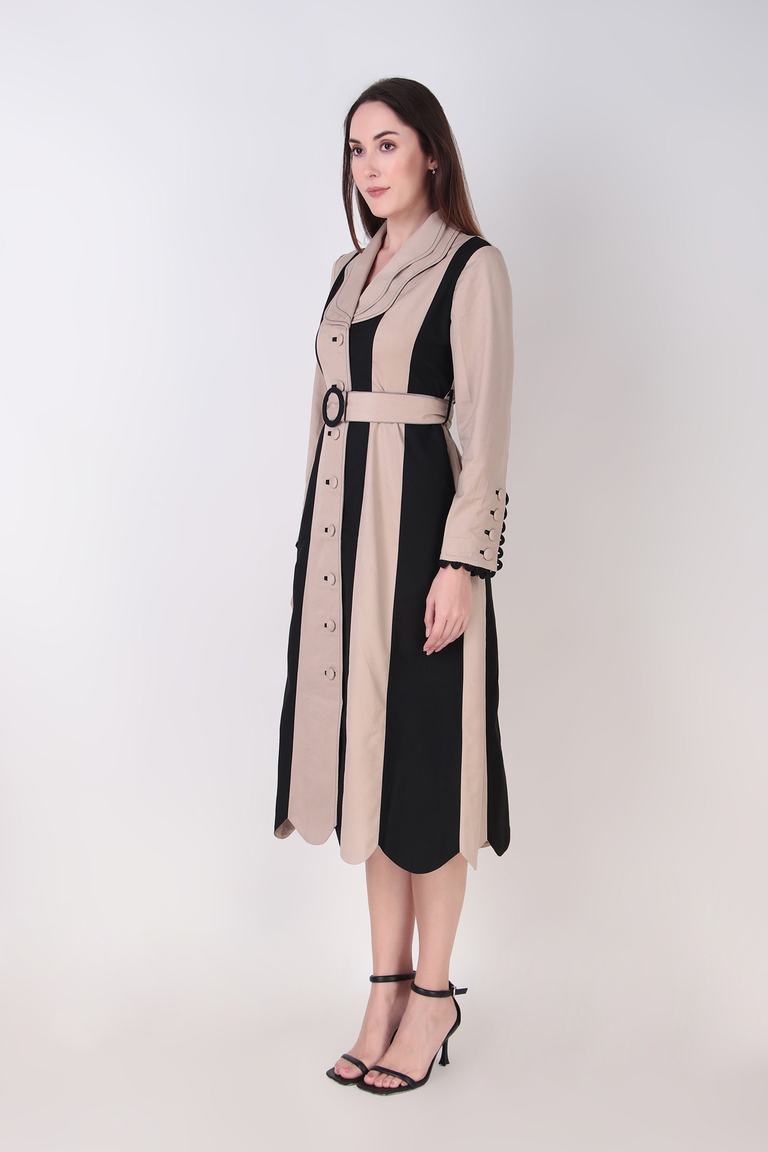 RIRI TRENCH WITH BELT OAT & BLACK