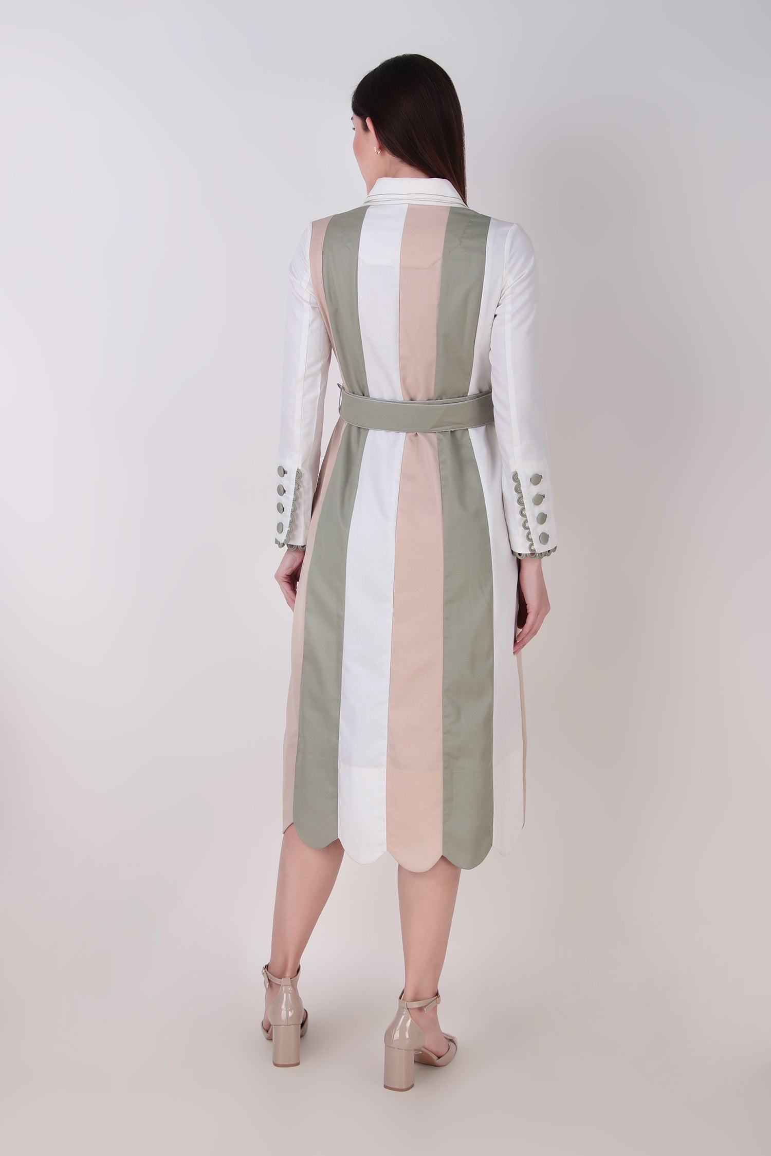 RIRI TRENCH WITH BELT WHITE, LIGHT OLIVE OAT