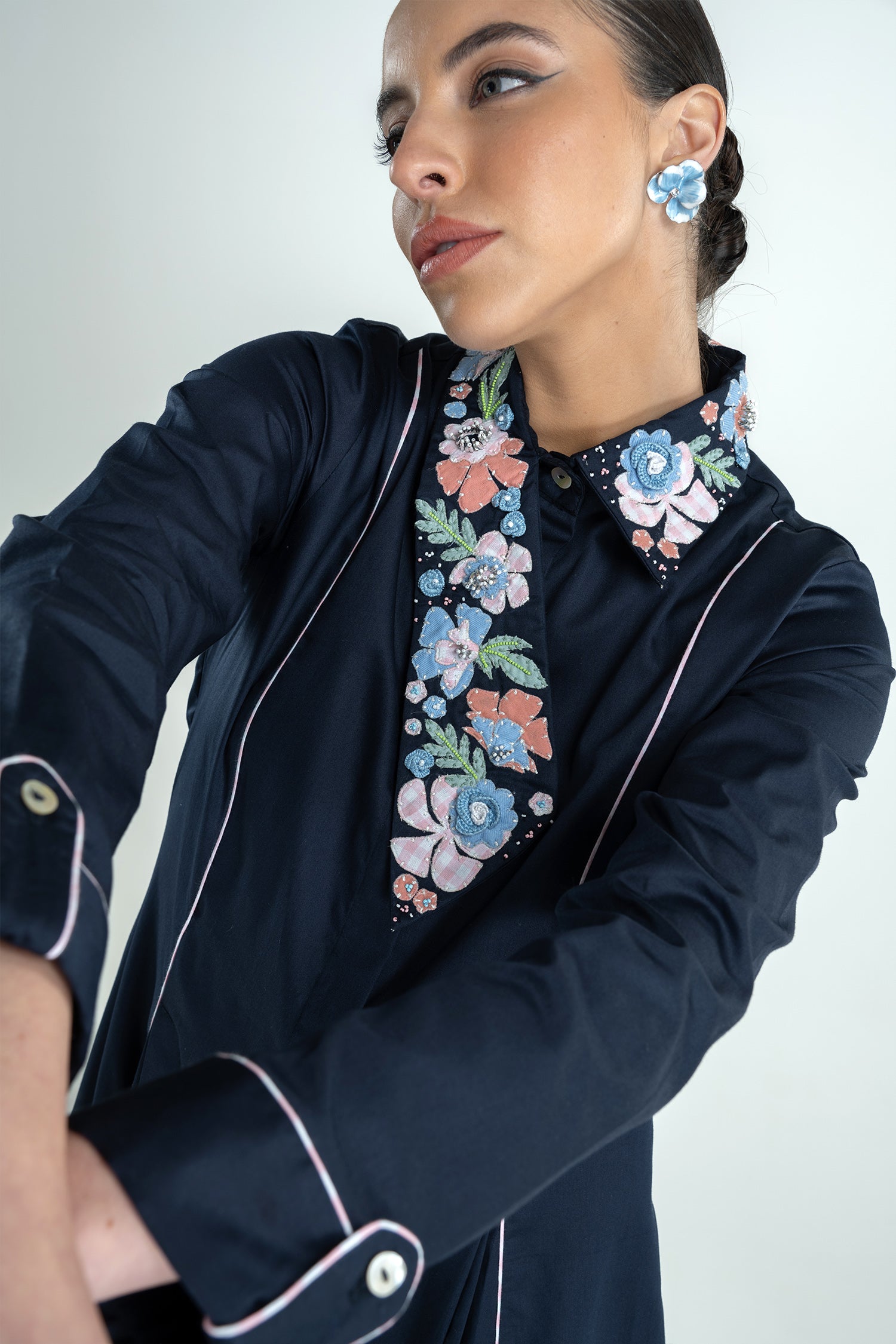 MIYAKE DRESS LONG NAVY