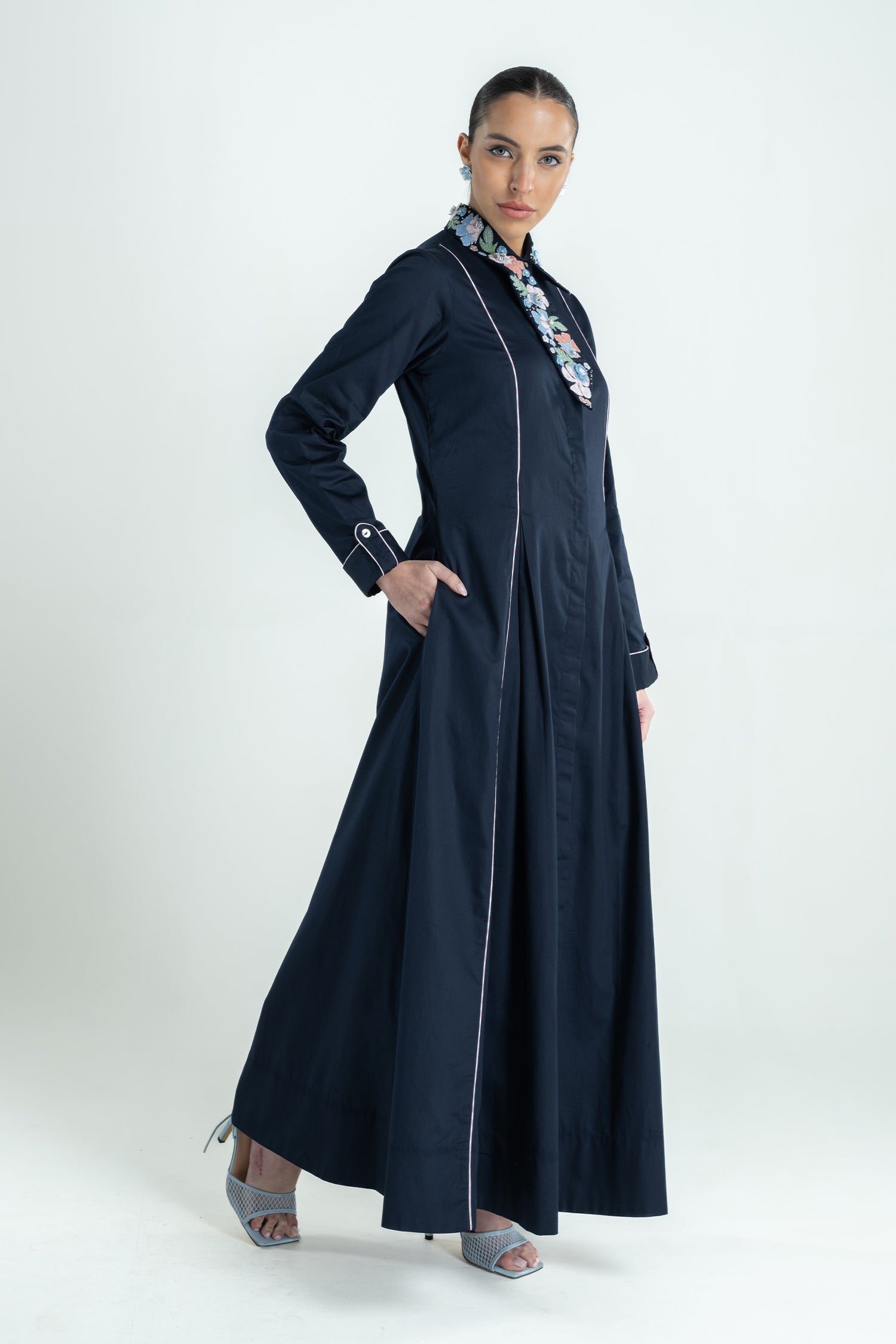 MIYAKE DRESS LONG NAVY