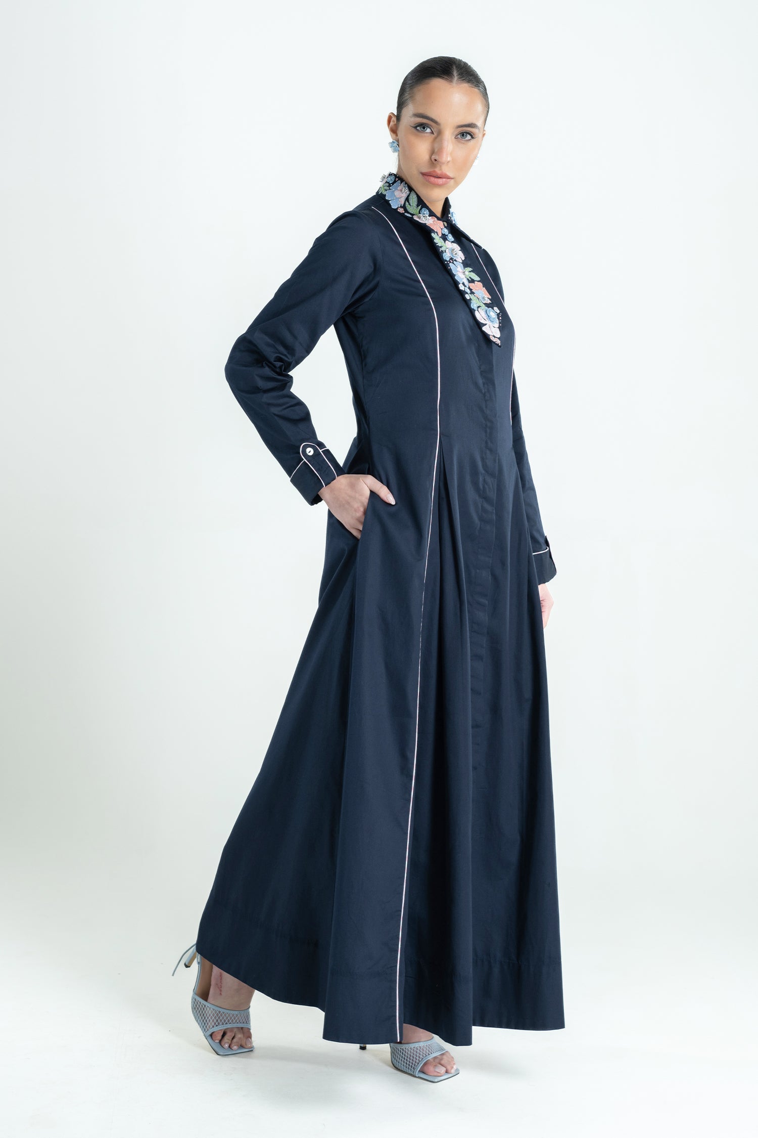 MIYAKE DRESS LONG NAVY