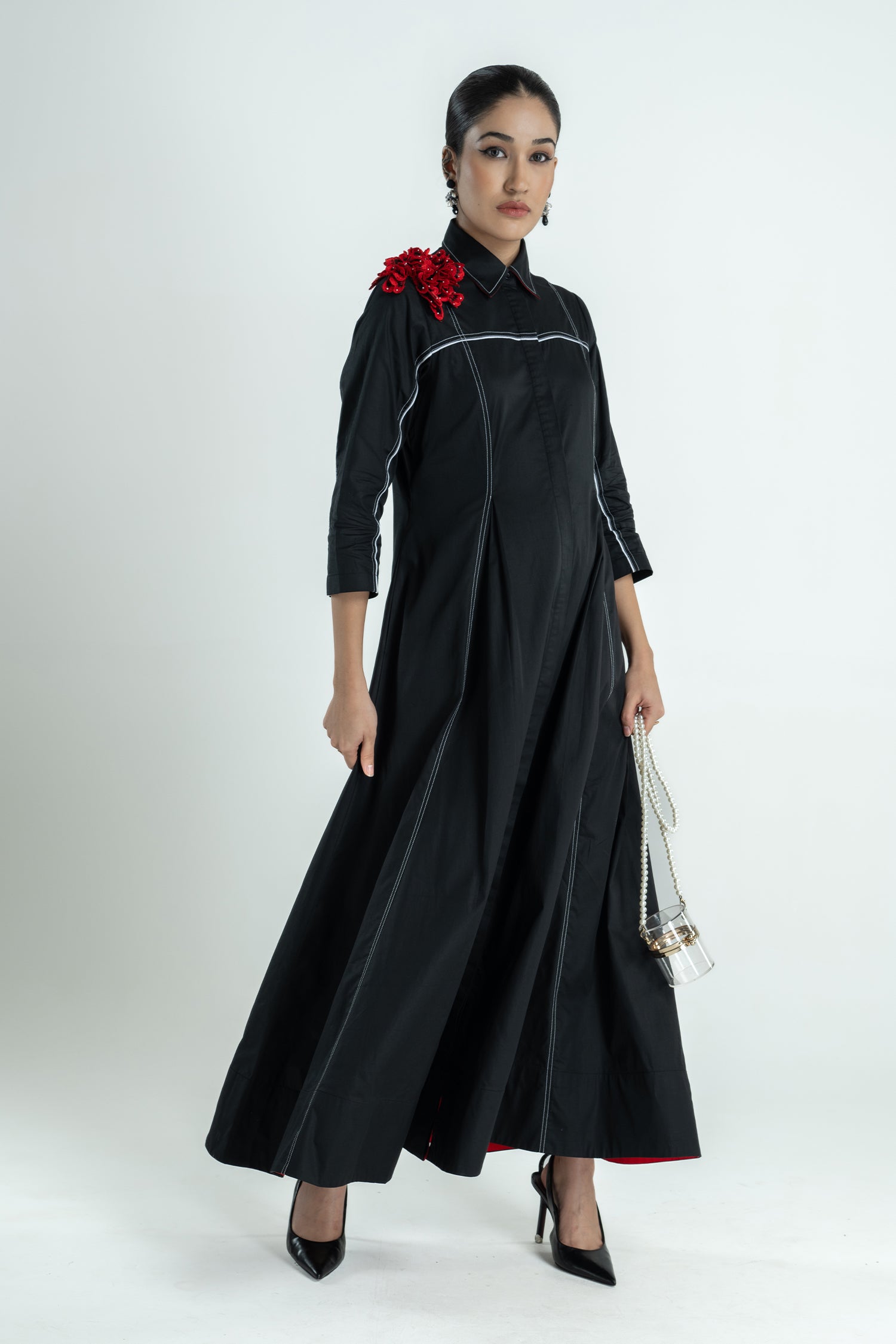 NYLA DRESS LONG BLACK