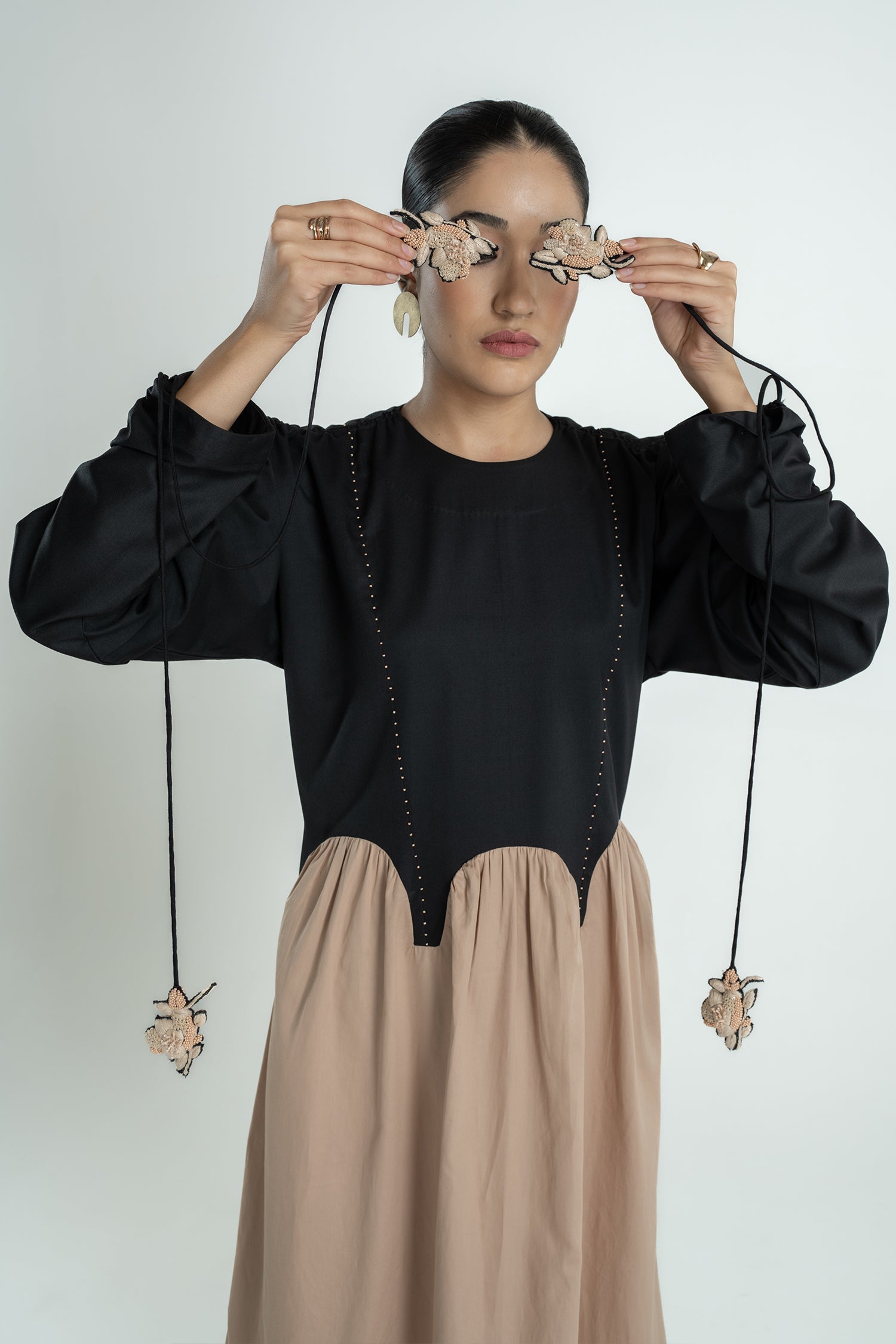 FEMME DRESS LONG BLACK MUSHROOM