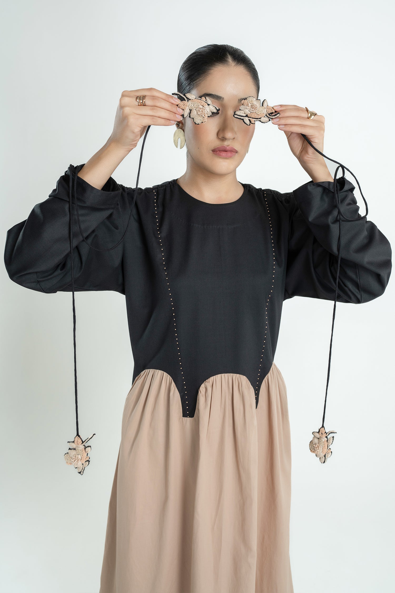 FEMME DRESS LONG BLACK MUSHROOM