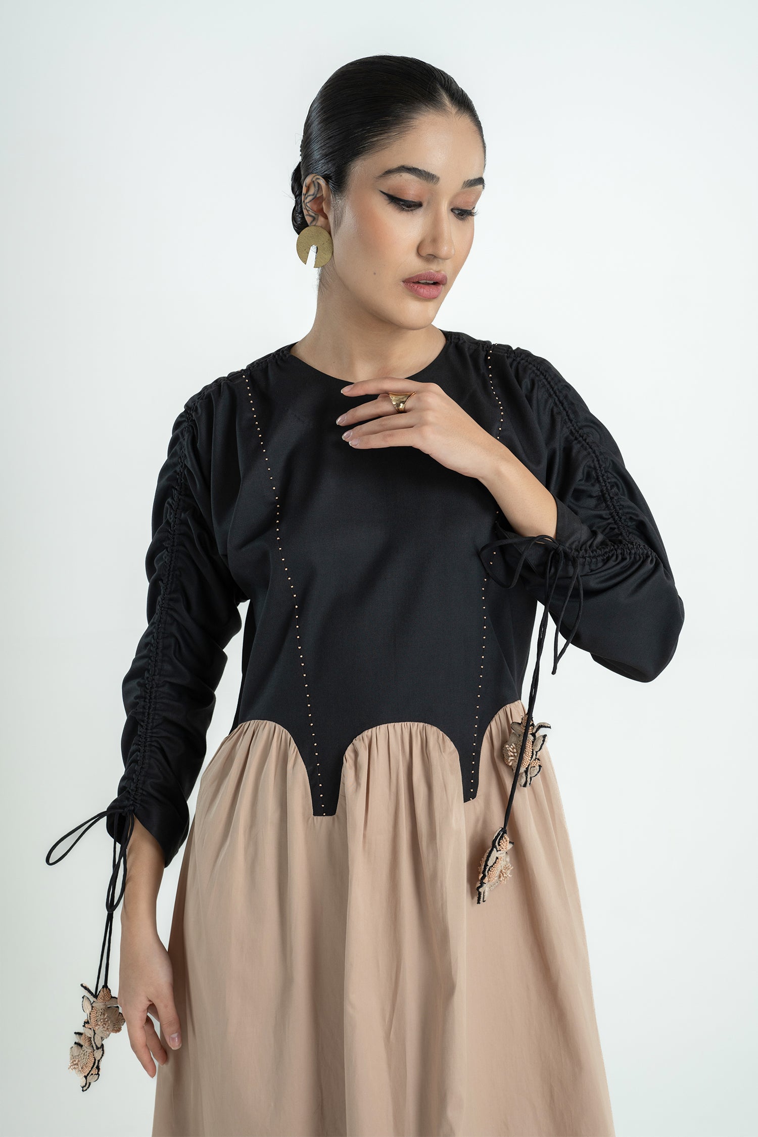 FEMME DRESS LONG BLACK MUSHROOM