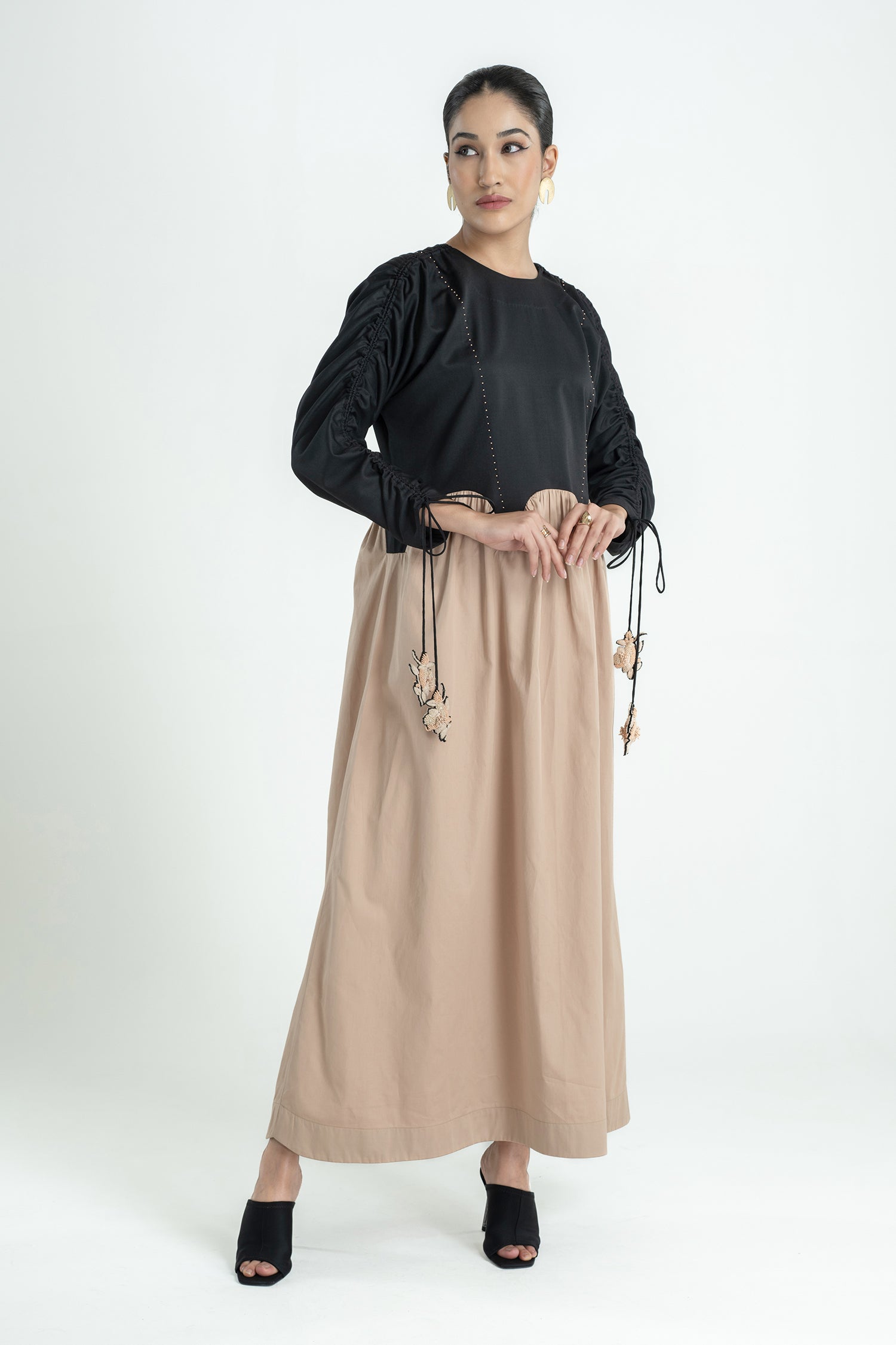 FEMME DRESS LONG BLACK MUSHROOM