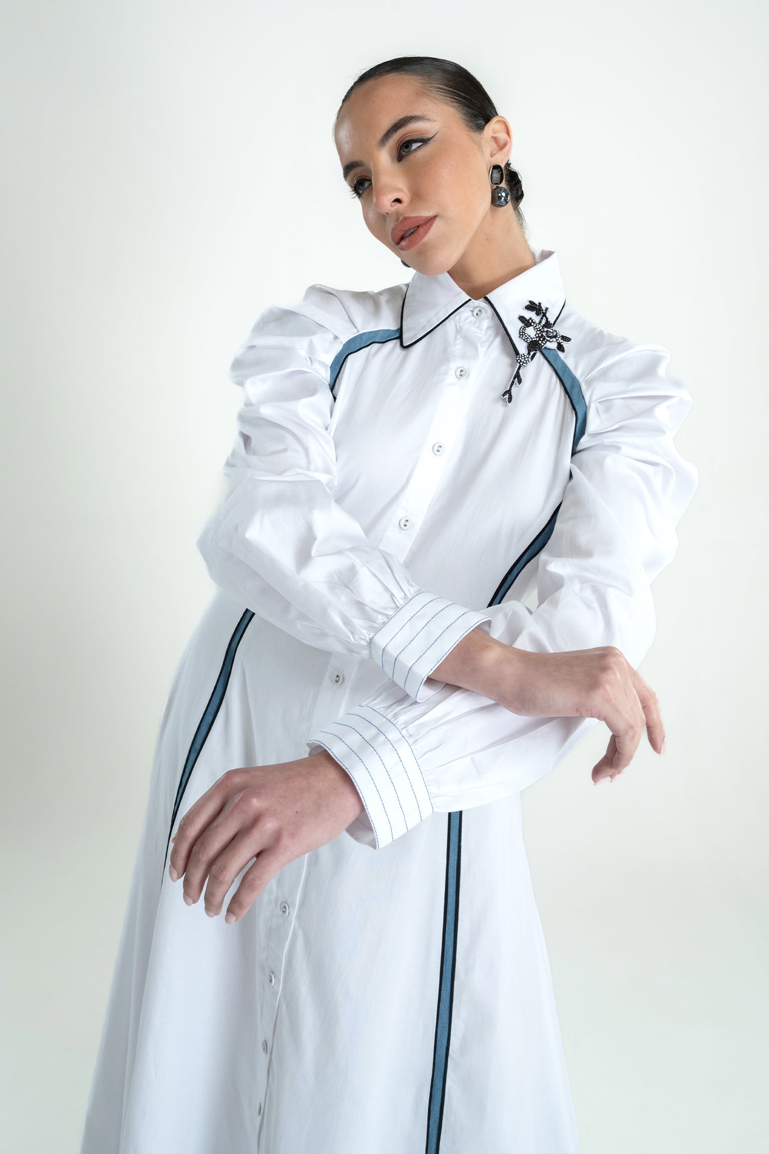 BLOOMY DRESS LONG WHITE