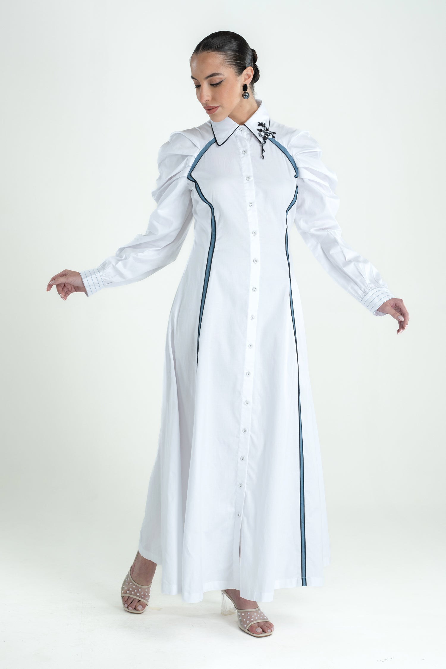 BLOOMY DRESS LONG WHITE